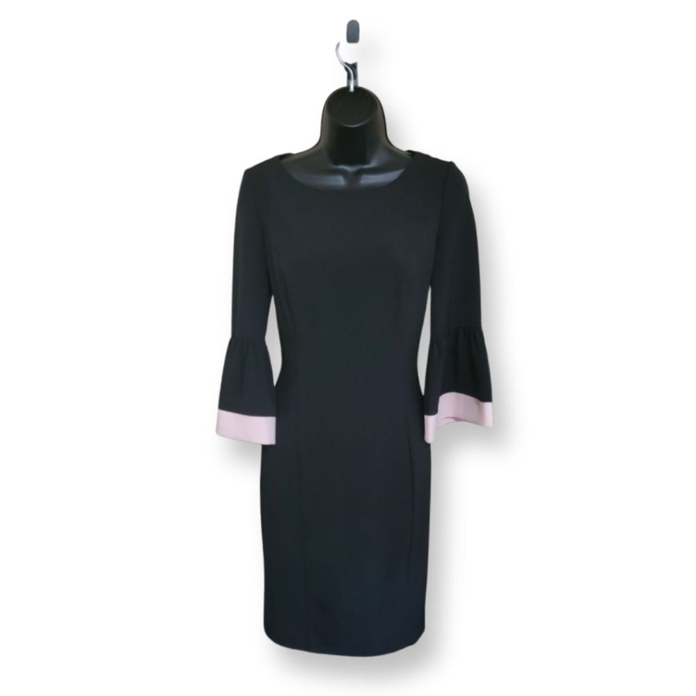 Lauren Ralph Lauren Black Dress with Pink Trimmed Bell Sleeves (6)